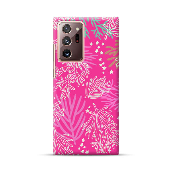 Bright Pink Tropical Leaf Pattern Samsung Galaxy Note20 Ultra (5G) Hard Case