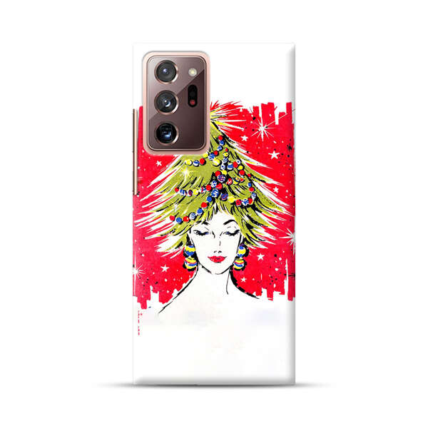 Christmas Tree Hair Woman Red Background Samsung Galaxy Note20 Ultra (5G) Hard Case