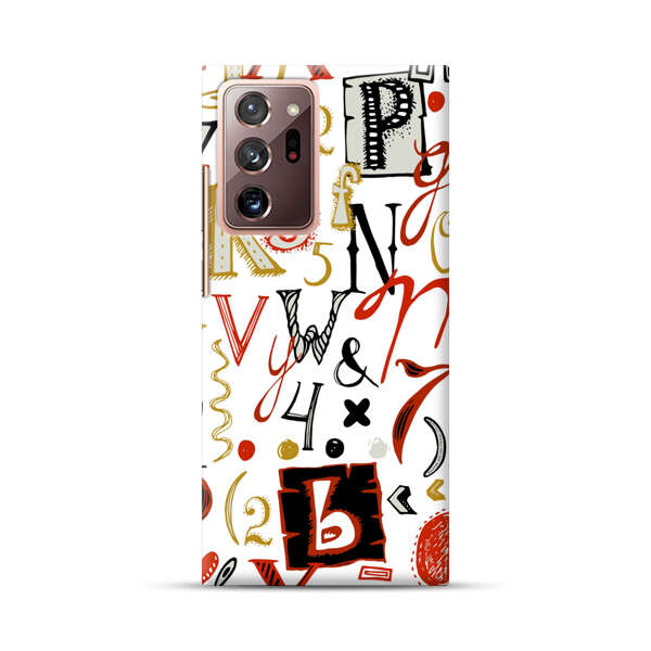 Colorful Hand Drawn Letters and Numbers Pattern Samsung Galaxy Note20 Ultra (5G) Hard Case