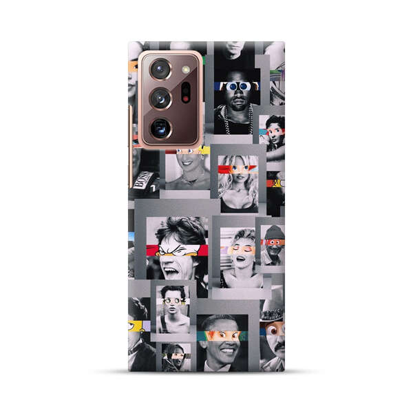 Creative Collage of Iconic Black and White Portraits with Cartoon Eyes Samsung Galaxy Note20 Ultra (5G) Hard Case