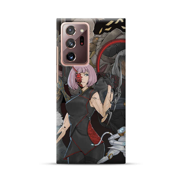 Futuristic Cyberpunk Warriors and Robotic Cat in Dynamic Pose Samsung Galaxy Note20 Ultra (5G) Hard Case