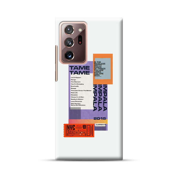 Modern Graphic Collage with Typography and Ticket Elements Samsung Galaxy Note20 Ultra (5G) Hard Case