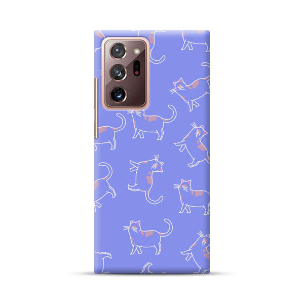 Playful Cartoon Cats on Purple Background Samsung Galaxy Note20 Ultra (5G) Hard Case