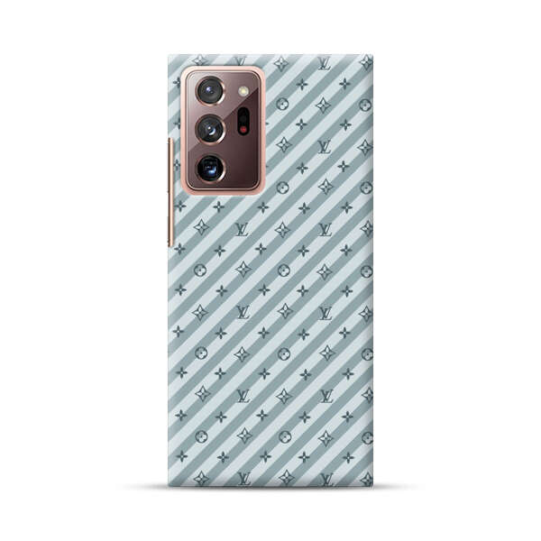 Stylish Blue Diagonal Striped Luxury Logo Pattern Samsung Galaxy Note20 Ultra (5G) Hard Case