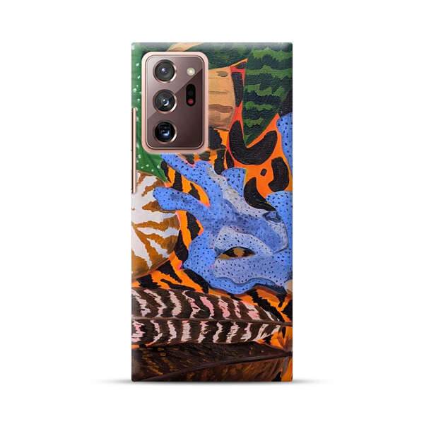 Tropical Coral Seashell Feathers on Tiger Pattern Samsung Galaxy Note20 Ultra (5G) Hard Case
