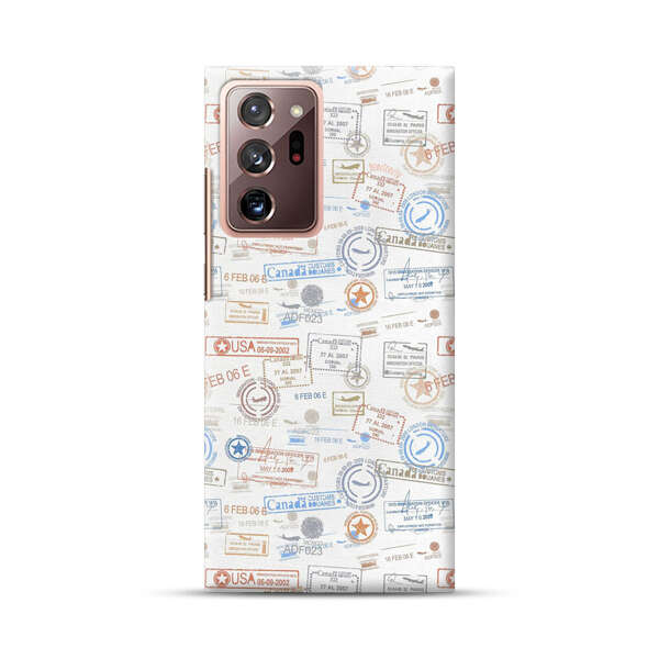 Vintage Passport Stamps Pattern Samsung Galaxy Note20 Ultra (5G) Hard Case