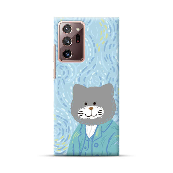 Whimsical Gray Cat with Starry Night Background Samsung Galaxy Note20 Ultra (5G) Hard Case