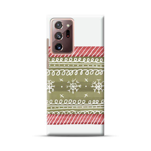 Winter Pattern with Snowflakes and Red Stripes Samsung Galaxy Note20 Ultra (5G) Hard Case