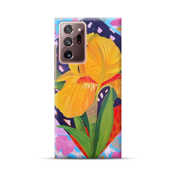 Yellow Iris Flower with Colorful Patchwork Background Samsung Galaxy Note20 Ultra (5G) Hard Case