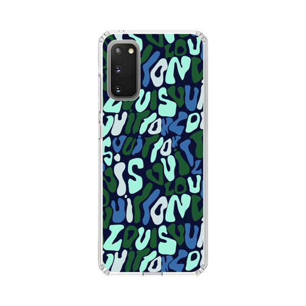 Abstract Layered Text Pattern in Blue and Green Samsung Galaxy S20 (5G) Case