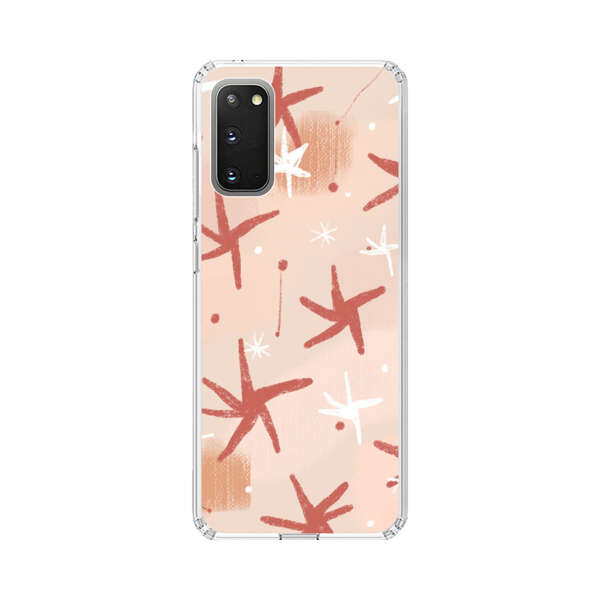 Abstract Star Pattern Red and White on Beige Background Samsung Galaxy S20 (5G) Case