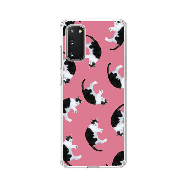 Black and White Cats Pattern on Pink Background Samsung Galaxy S20 (5G) Case