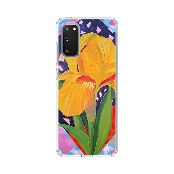Yellow Iris Flower with Colorful Patchwork Background Samsung Galaxy S20 (5G) Case