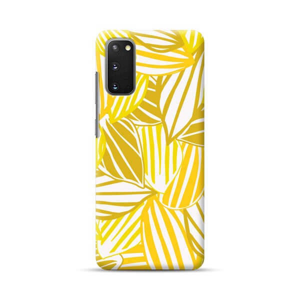 Bright Yellow Striped Tropical Leaves Pattern Samsung Galaxy S20 (5G) Hard Case