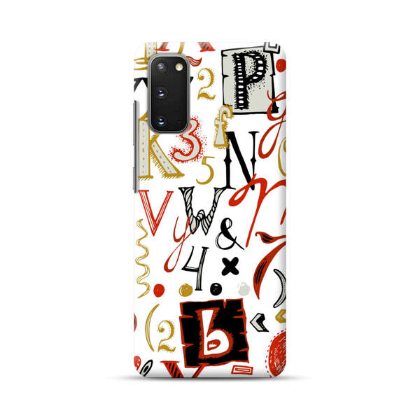 Colorful Hand Drawn Letters and Numbers Pattern Samsung Galaxy S20 (5G) Hard Case