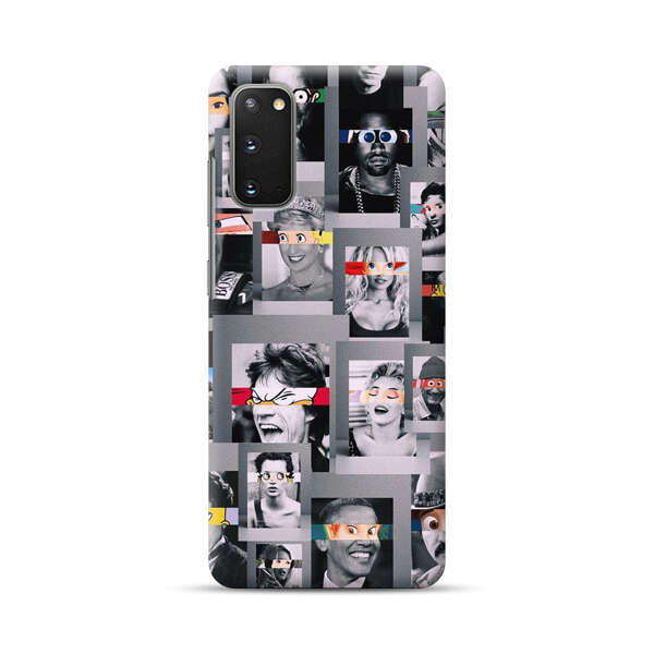 Creative Collage of Iconic Black and White Portraits with Cartoon Eyes Samsung Galaxy S20 (5G) Hard Case