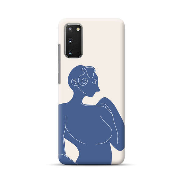 Minimalistic Abstract Female Silhouette Blue Samsung Galaxy S20 (5G) Hard Case