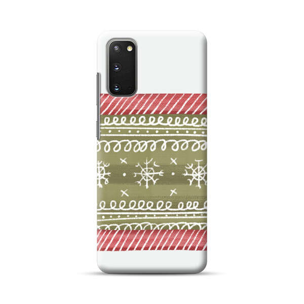 Winter Pattern with Snowflakes and Red Stripes Samsung Galaxy S20 (5G) Hard Case