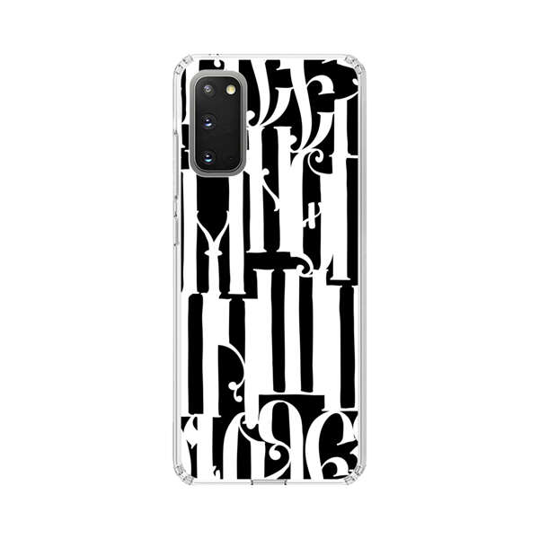 Abstract Black and White Pattern with Ornamental Letters Samsung Galaxy S20 FE (5G) Case