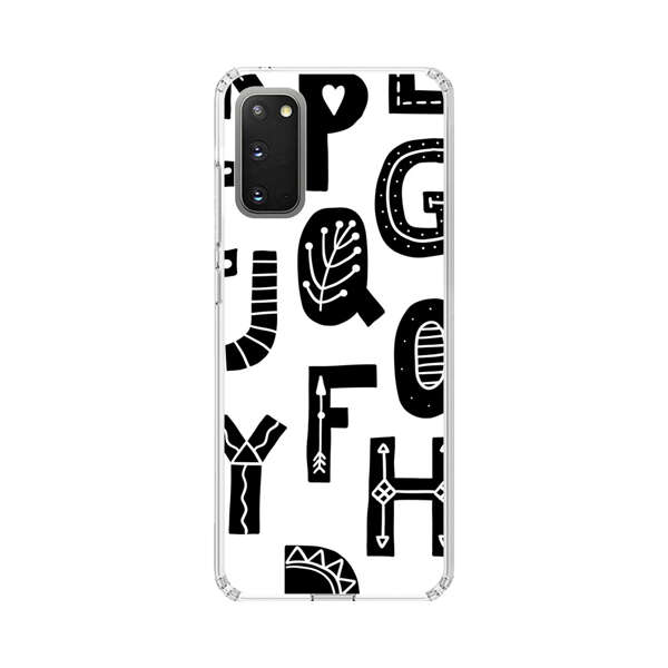 Black and White Hand-Drawn Alphabet Letters Pattern Samsung Galaxy S20 FE (5G) Case
