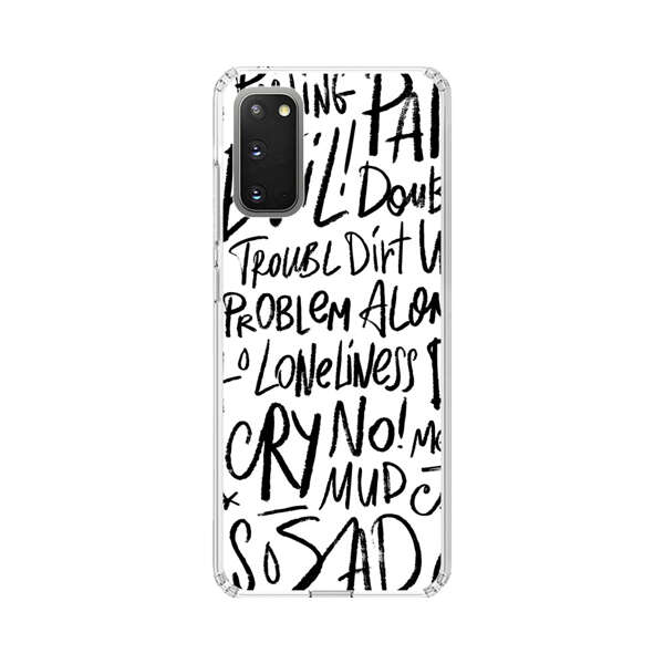 Black and White Negative Words Pattern Samsung Galaxy S20 FE (5G) Case
