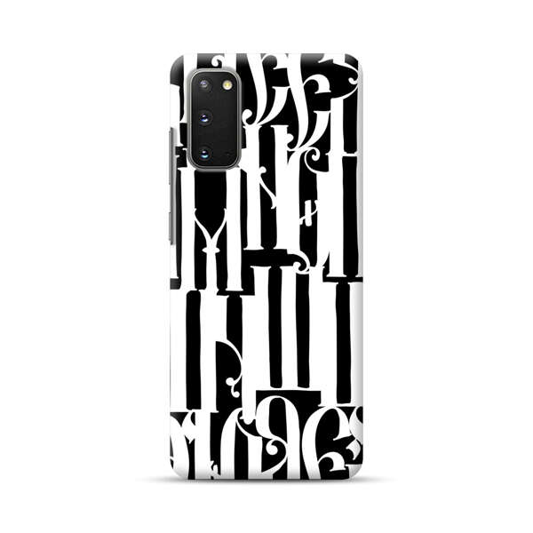 Abstract Black and White Pattern with Ornamental Letters Samsung Galaxy S20 FE (5G) Hard Case