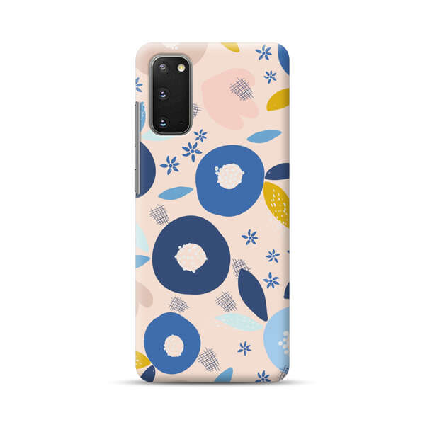 Abstract Floral Pattern with Blue, Pink and Mustard Flowers Samsung Galaxy S20 FE (5G) Hard Case