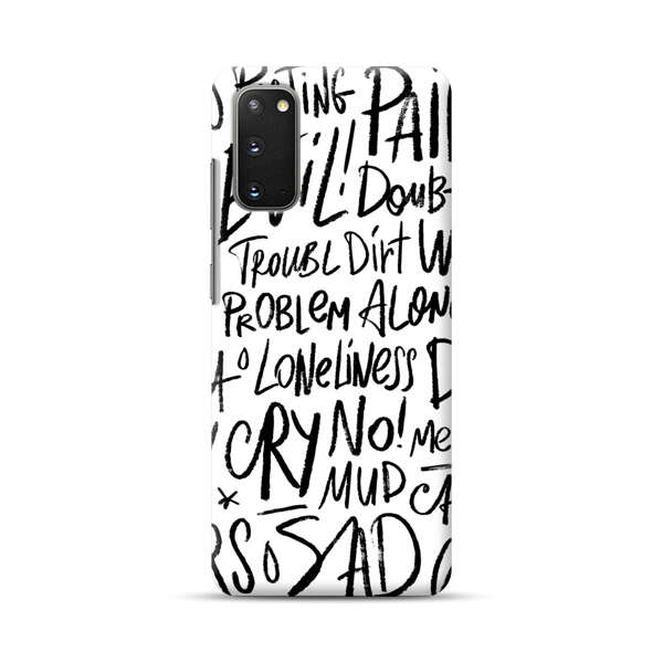 Black and White Negative Words Pattern Samsung Galaxy S20 FE (5G) Hard Case