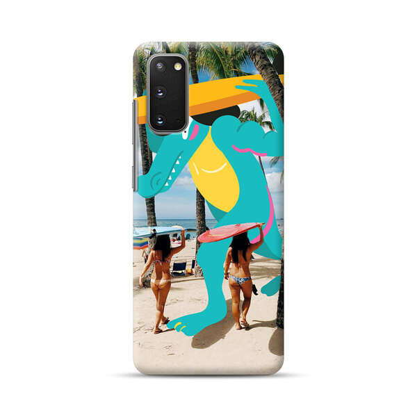 Cartoon Alligator Carrying Surfboards on Beach Samsung Galaxy S20 FE (5G) Hard Case