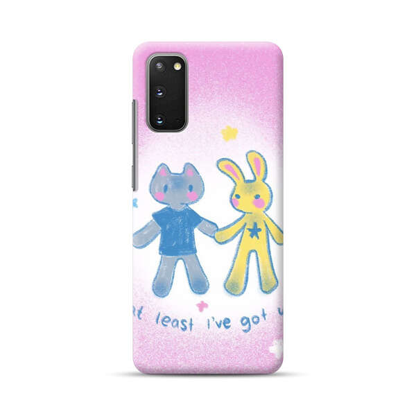 Cute Cat and Rabbit Holding Hands Samsung Galaxy S20 FE (5G) Hard Case