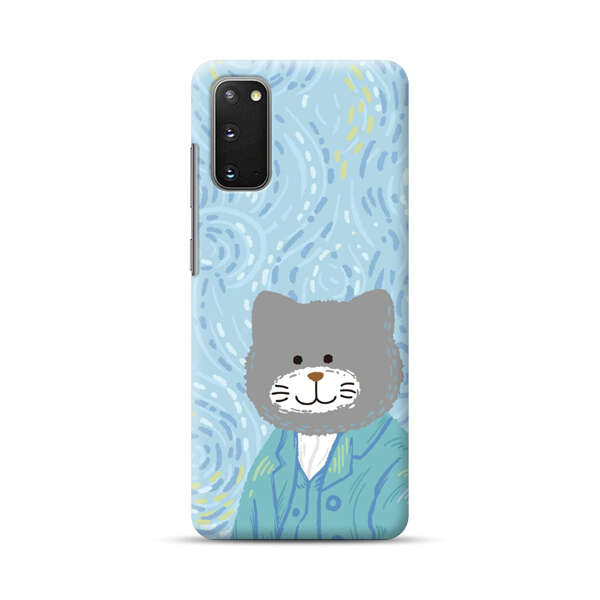 Whimsical Gray Cat with Starry Night Background Samsung Galaxy S20 FE (5G) Hard Case