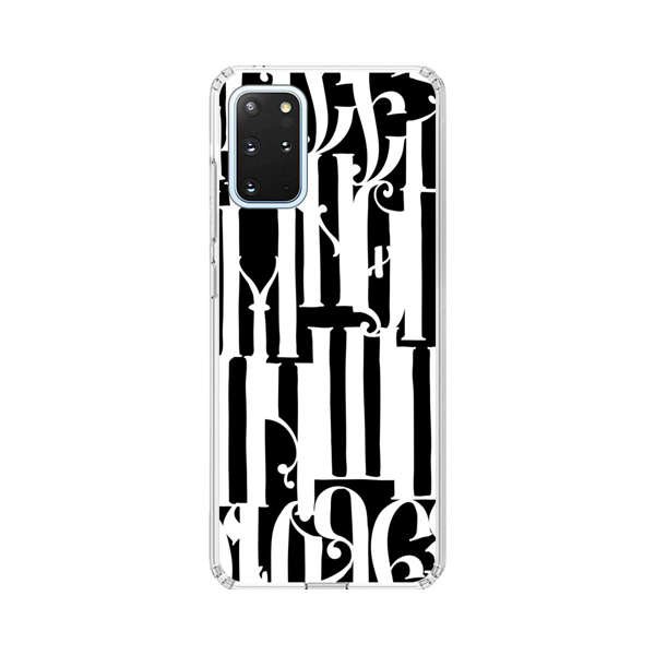 Abstract Black and White Pattern with Ornamental Letters Samsung Galaxy S20 Plus (5G) Case