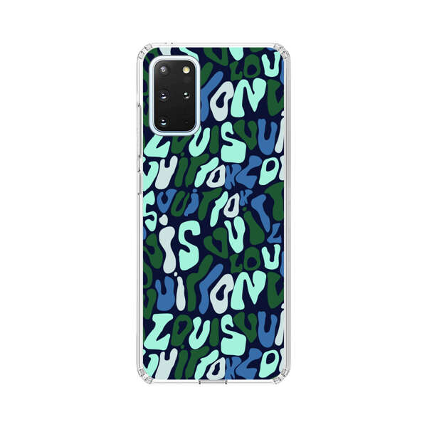 Abstract Layered Text Pattern in Blue and Green Samsung Galaxy S20 Plus (5G) Case