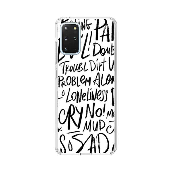 Black and White Negative Words Pattern Samsung Galaxy S20 Plus (5G) Case