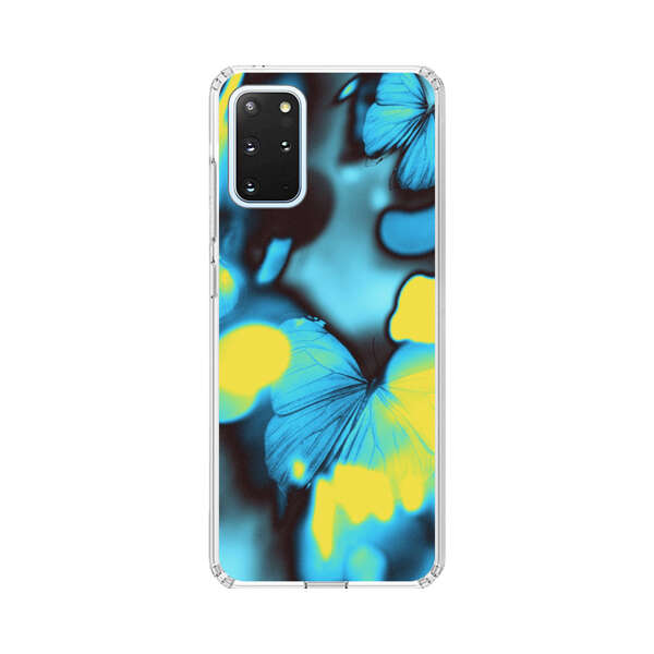 Blue Butterflies Glowing Abstract Background Samsung Galaxy S20 Plus (5G) Case