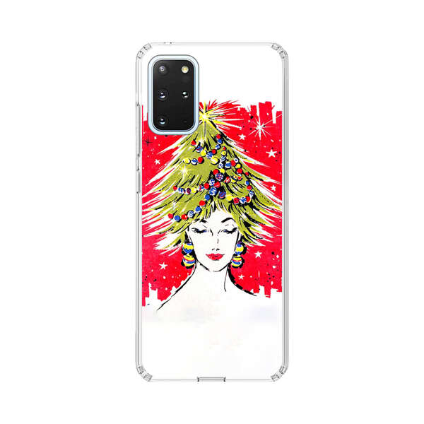 Christmas Tree Hair Woman Red Background Samsung Galaxy S20 Plus (5G) Case