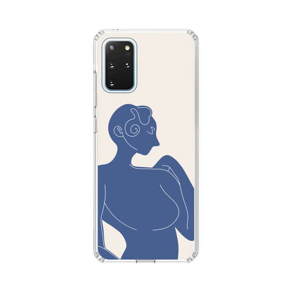 Minimalistic Abstract Female Silhouette Blue Samsung Galaxy S20 Plus (5G) Case