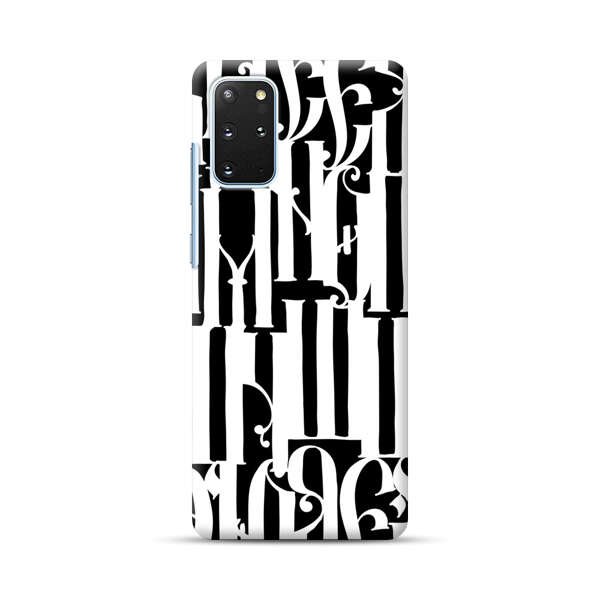 Abstract Black and White Pattern with Ornamental Letters Samsung Galaxy S20 Plus (5G) Hard Case