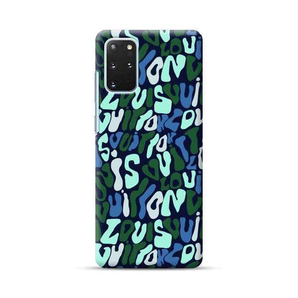 Abstract Layered Text Pattern in Blue and Green Samsung Galaxy S20 Plus (5G) Hard Case