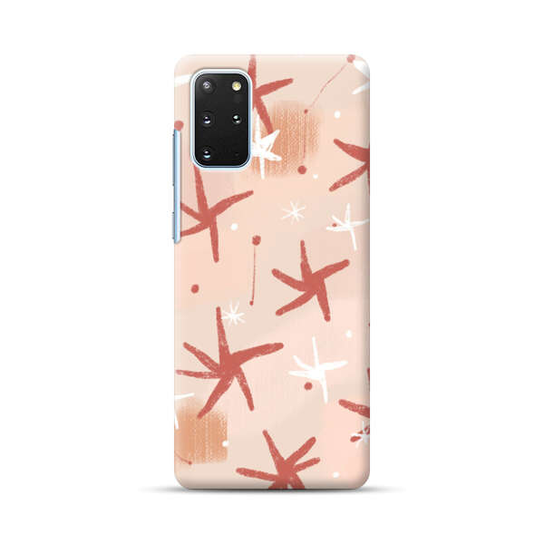Abstract Star Pattern Red and White on Beige Background Samsung Galaxy S20 Plus (5G) Hard Case