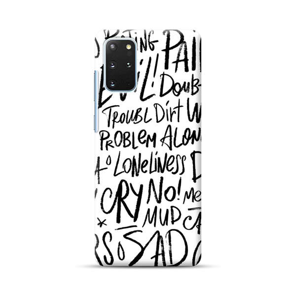 Black and White Negative Words Pattern Samsung Galaxy S20 Plus (5G) Hard Case