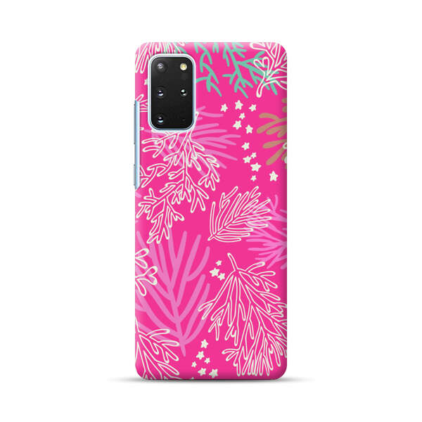 Bright Pink Tropical Leaf Pattern Samsung Galaxy S20 Plus (5G) Hard Case