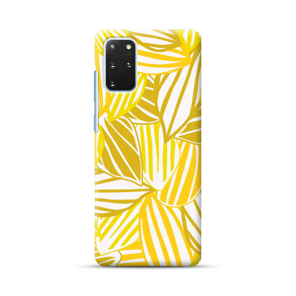 Bright Yellow Striped Tropical Leaves Pattern Samsung Galaxy S20 Plus (5G) Hard Case