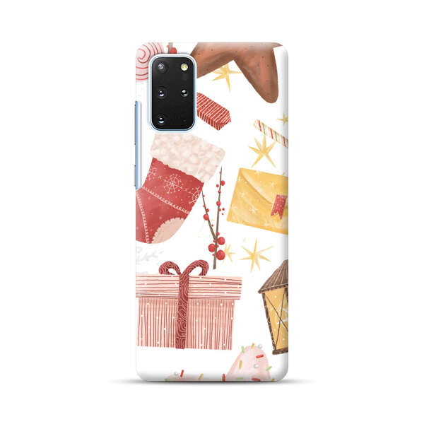 Christmas Festive Pattern with Gingerbread and Gifts Samsung Galaxy S20 Plus (5G) Hard Case