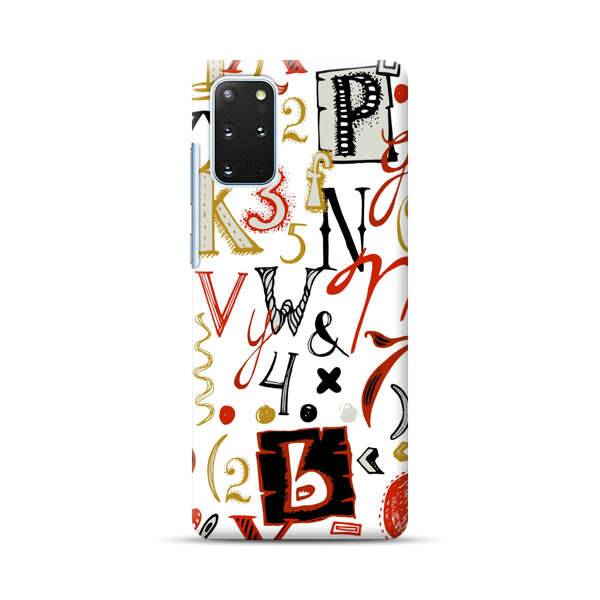 Colorful Hand Drawn Letters and Numbers Pattern Samsung Galaxy S20 Plus (5G) Hard Case