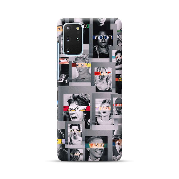 Creative Collage of Iconic Black and White Portraits with Cartoon Eyes Samsung Galaxy S20 Plus (5G) Hard Case