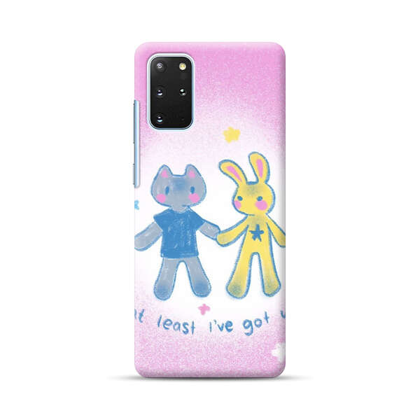 Cute Cat and Rabbit Holding Hands Samsung Galaxy S20 Plus (5G) Hard Case