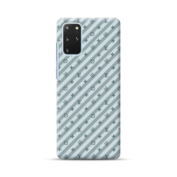 Stylish Blue Diagonal Striped Luxury Logo Pattern Samsung Galaxy S20 Plus (5G) Hard Case