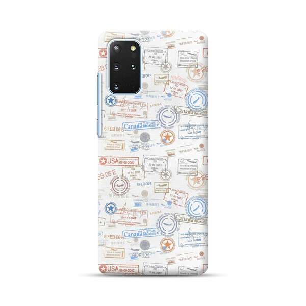 Vintage Passport Stamps Pattern Samsung Galaxy S20 Plus (5G) Hard Case