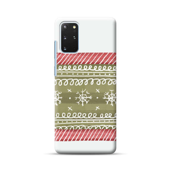 Winter Pattern with Snowflakes and Red Stripes Samsung Galaxy S20 Plus (5G) Hard Case